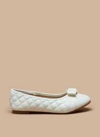 تصویر کفش باله دخترانه با تزئینات پاپیونی و طراحی راحت با نوک گرد برند flora bella by shoexpress Girl's Bow Accent Slip-On Round Toe Ballerina Shoes