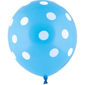 تصویر بادکنک خالدار آبی روشن خال سفید 12 اینچ 