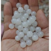 تصویر مهره سنگ مون استون سوراخ دار سنگ اصل گوی سنگ مهره درجه یک سایز 8 با تلالویی بی نظیر 