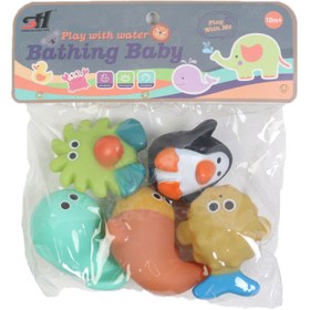 تصویر اسباب بازی 5 تکه حمام نوزادی طرح حیوانات 