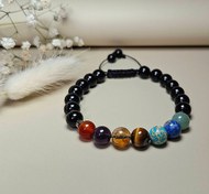 تصویر دستبند هفت چاکرا عقیق سیاه درمان استرس 