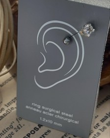 تصویر پیرسینگ تک نگین ‏‎نقره عیار 925 