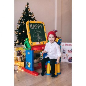 تصویر تخته نقاشی و میز تحریر کودک دو کاره با صندلی مدل 1014 