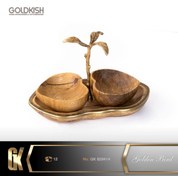 تصویر اردوخوری چوبی برنجی 2تایی گلدکیش Golden Bird کد GK829414 