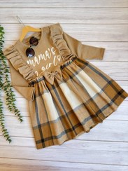 تصویر سارافون چهارخونه دخترانه آستین بلند مناسب ۳ تا ۹ سال 