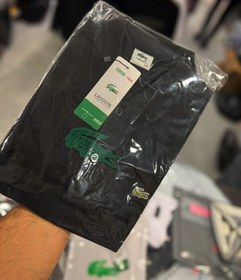 تصویر تیشرت لاگوست مشکی با کیفیت عالی کد LG424 Lacoste Black T-shirt High Quality Copy