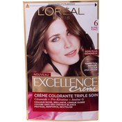 تصویر کیت رنگ مو لورآل پاریس مدل Excellence شماره 6 ا LOreal Excellence No 6 Hair Color Kit LOreal Excellence No 6 Hair Color Kit