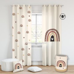 تصویر پرده اتاق کودک طرح رنگین کمان Rn548 