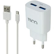 تصویر شارژر دیواری TSCO TTC 62 2Port 2.1A ا TSCO TTC 62 2.1A Wall Charger With Micro USB Cable TSCO TTC 62 2.1A Wall Charger With Micro USB Cable