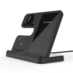 تصویر شارژر وایرلس 3 در 1 Chiclife Wireless Charger for Samsung3 in 1 Fast Wireless Charging - مشکی 