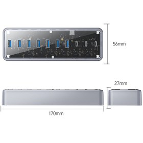تصویر هاب 10 پورت Type-c اوریکو مدل OMM-10P 