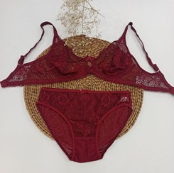 تصویر ست شورت و سوتین دانتل فنردار روژان کد ۰۱۱ 