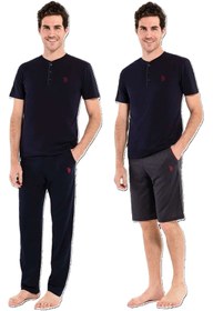 تصویر ست پیژامه فاق نرمال آستین کوتاه راسته مردانه | یو اس پولو U.S. Polo Assn. 12tway005 