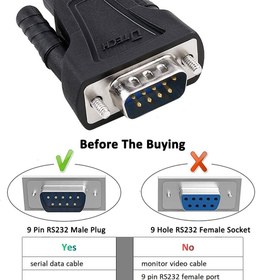 تصویر کابل سریال RS232 نری به نری دیتک مدل dt-9005a DTECH 1.5ft DB9 Serial Cable COM Port Male to Male RS232 