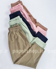 تصویر شلوار لینن ساده کمرکش 