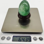 تصویر قیمت و خرید گوی تخم مرغی فلورین/ رنگ سبز شفاف/وزن۶۴.۳۹/سایز متوسط/سنگ طبیعی و درجه‌یک 