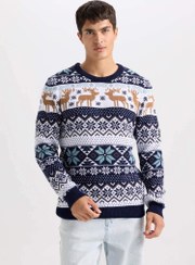 تصویر پلیور مردانه سرمه ای دفکتو 