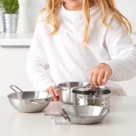 تصویر سرویس ظروف اسباب بازی 5 تکه استیل ضد زنگ ایکیا مدل IKEA DUKTIG IKEA DUKTIG 5-piece toy cookware set stainless steel colour