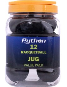 تصویر توپ راکت‌بال برند پایتون (بسته ارزش - ۱۲ توپ در قوطی) برند python racquetball Python Black Racquetballs (Value Pack - 12 Ball Jug/Long Rally Ball!)