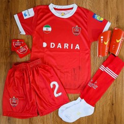 تصویر کیت فوتبالی ۶ تیکه پرسپولیس عالیشاه فول چاپ لیزری 