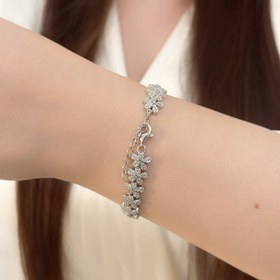 تصویر دستبند نقره زنانه گل 