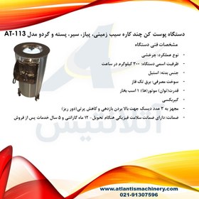 تصویر دستگاه پوست کن چند کاره سیب زمینی، پیاز، سیر، پسته و گردو مدل AT-113 