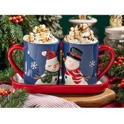 تصویر ماگ لیوان دولومیت 400 میلی لیتری LOVELY SNOWMANS آبی تیره English Home 