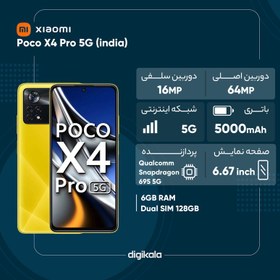 تصویر گوشی موبایل شیائومی مدل Poco X4 Pro 5G دو سیم کارت ظرفیت 128 گیگابایت و رم 6 گیگابایت - هند Xiaomi Poco X4 Pro 5G Dual SIM 128GB And 6GB RAM Mobile Phone - India