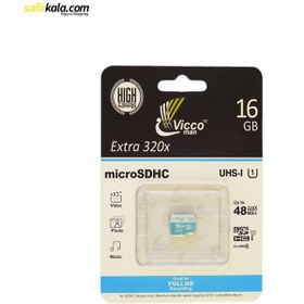 تصویر کارت حافظه‌ microSDHC ویکو من مدل 320x کلاس 10 استاندارد UHS-I U1 سرعت 48MBps ظرفیت 16 گیگابایت 