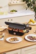 تصویر دستگاه ساندویچ و تست چند رنگ گریل Gastro Grill Glass 2400W Tast And Grilling Machine Walnut Brown 6 برش ظرفیت Karaca 