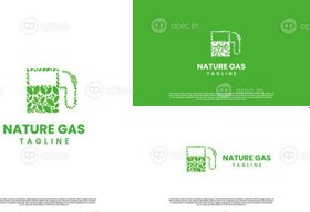 تصویر دانلود لوگو طراحی لوگو گاز طبیعی پمپ بنزین با آیکون طراحی لوگوی برگ 