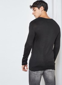 تصویر سویشرت مشکی با کیفیت برند Koton Solid Sweater Black