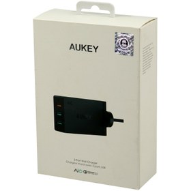 تصویر شارژر دیواری فست شارژ Aukey PA-T14 3Port QC3 3A 42W + کابل میکرو یو اس بی Aukey PA-T14 3Port QC3 3A 42W Fast Wall Charger With Micro USB Cable