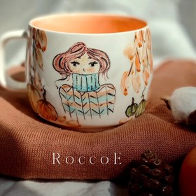 تصویر ماگ سرامیکی دستساز طرح آنشرلی Handmade ceramic mug ansherli design