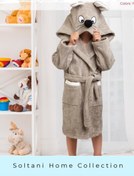 تصویر حوله تن پوش بچه‌گانه پودایران مدل موش رنگ خاکی 