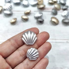 تصویر دکمه دفرمه طرح صدف(دو سایزی)کیفیت عالی - نقره ای کوچک 