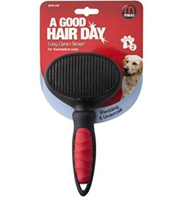 تصویر برس نرم و ساده برای تمیز کردن - مشکی/قرمز برند mikki Easy Clean Slicker Brush Black/Red