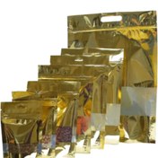 تصویر پاکت زیپ دار دو طرف طلایی پنجره دار 