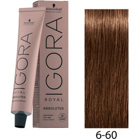 تصویر رنگ موی بور شکلاتی تیره طبیعی ایگورا ابسلوت Igora Royal 6-60 