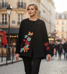 تصویر پالتو زنانه گره استایل مدل خزان 