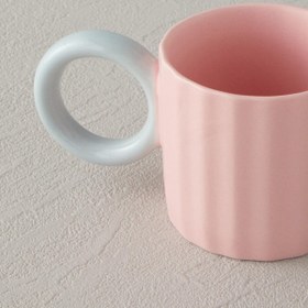 تصویر ست 2 عددی فنجان چینی انگلیش هوم مدل Angled سایز 90 میل صورتی Angled New Bone China 2 Piece Coffee Cup Set for 2 People 90 ml Light Pink