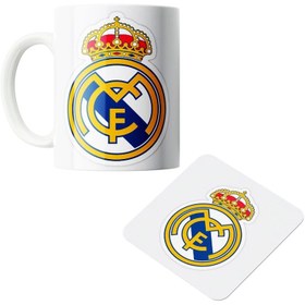 تصویر ماگ سرامیکی طرح رئال مادرید به همراه زیر لیوانی کد1129 