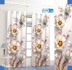 تصویر پرده تصویری طرح گل شیشه ای برند پرنا - کد 1947661 