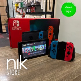 تصویر نینتندو سوییچ اولد جوی کان قرمز/آبی (کارکرده) به همراه ۷ عدد بازی اورجینال Nintendo Switch OLED with Neon Blue and Neon Red Joy-Co