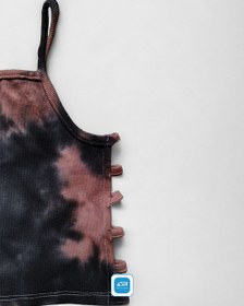 تصویر تاپ تای دای ( شیبوری ) قهوه‌ای- مشکی Brown & Black Tie Dye Crop Top