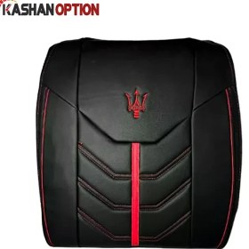 تصویر روکش صندلی مخصوص تیبا 2 و کوییک مشکی قرمز طرح تاج Seat cover for Tiba 2 and Quick, black and red, crown design