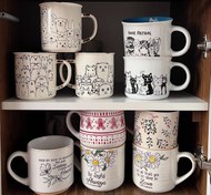 تصویر ماگ سرامیکی حیوانات - ماگ جوجه تيغي و خوك دسته روستيك 