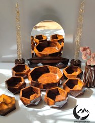 تصویر هفت سین طرح چوب سانیا (۶ضلعی) - همراه با گلدان 