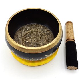 تصویر کاسه تبتی مشکی طلایی 12cm 