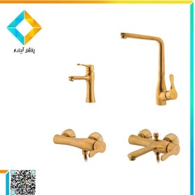 تصویر ست شیرآلات جزیره مدل یاتو طلامات Jazire faucet set Yato matte gold